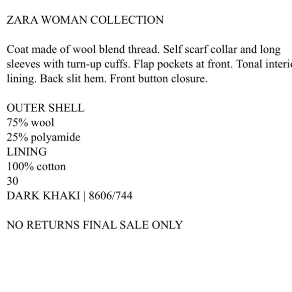 Zara Manteco Wool Scarf Coat ZW collection - Picture 11 of 16